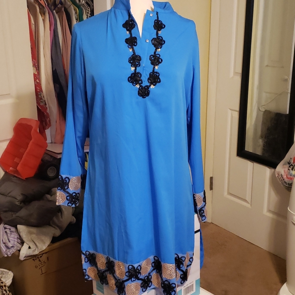 Mandarin Collared Tunic Women L
